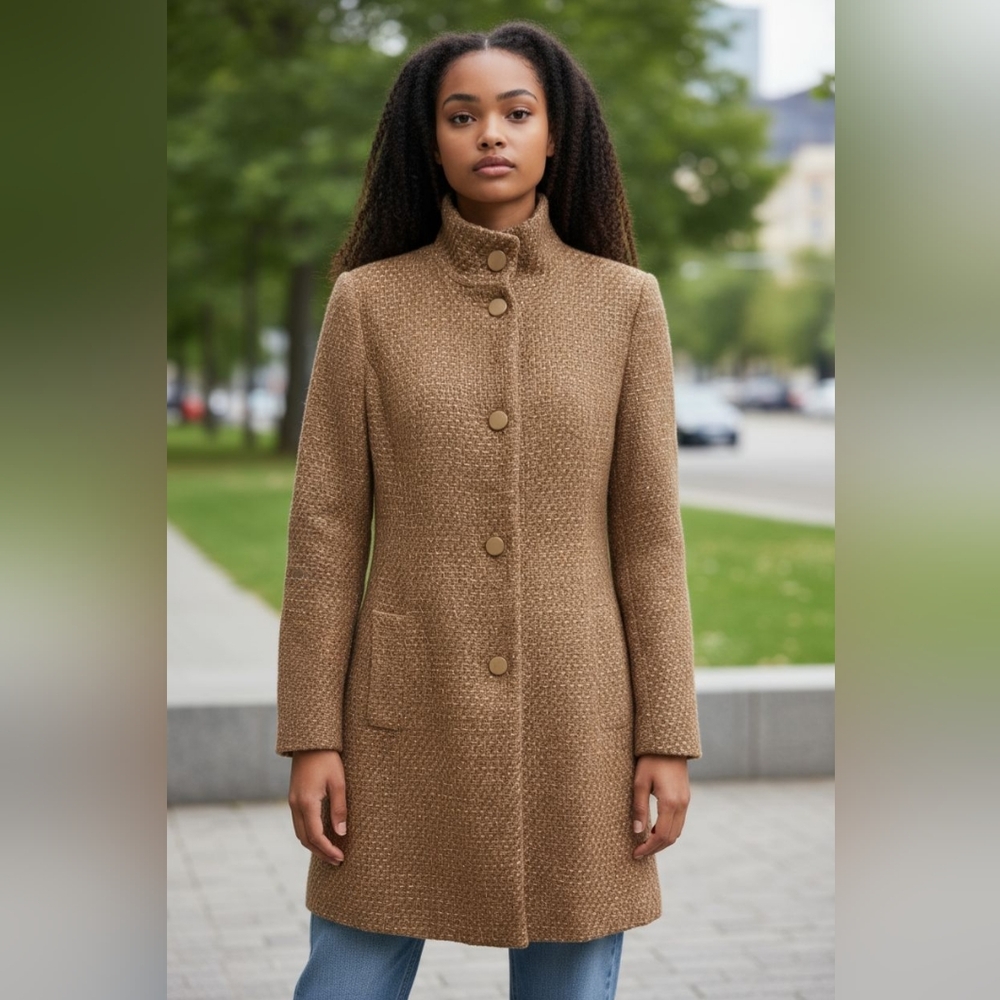 Banana Republic Women's Gold Textured Teddy Coat - Picture 7 of 13